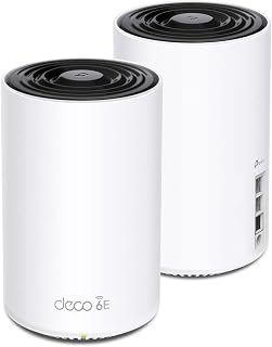 TP-Link Deco XE75 Pro AXE5400 Tri-Band WiFi 6E Mesh System (2-Pack) | One 2.5 Gbps WAN/LAN Port, two 1 Gbps LAN Ports, Covers up to 5,500 Sq. Ft., AI-Driven Mesh, 6 GHz Band