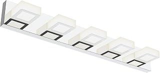 Ralbay Chrome Vanity Lights for Bathroom Acrylic Rotable 360° LED Modern Bathroom Lighting Fixtures Over Mirror (4500K Natural White Light)