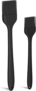 NileHome Silicone Baking Pastry Brush Oil Brush High Temperature Resistant Non-Stick, Suitable for Kitchen Baking, Grilling, Cooking, black-2pcs,8+10in