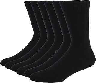 Mens Dress Socks 6 Pairs Cotton Cushioned Moisture Wicking Socks for Work Hiking Walking Outdoor