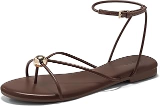 Coutgo Women Flat Sandals Ankle Strap Open Toe Summer Beach Sandals