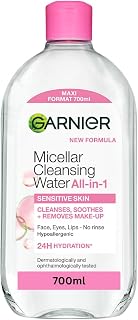 Garnier Micellar Water 700ml, All-in-One Face Cleanser & Makeup Remover | Gentle Face and Eye Makeup Remover Suitable For All Skin Types Even Sensitive Skin, Soothing Formula, Dermatologically Tested