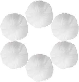 Mozeat Lens 6 Pcs Faux Fur Pom Pom Fluffy Pom Pom Balls, White Pom Poms Round Fluffy Pompoms for Crafts with Tiny Cord for Hat Shoes Garment Hair Pins Earrings Necklace Charm Wedding Accessories