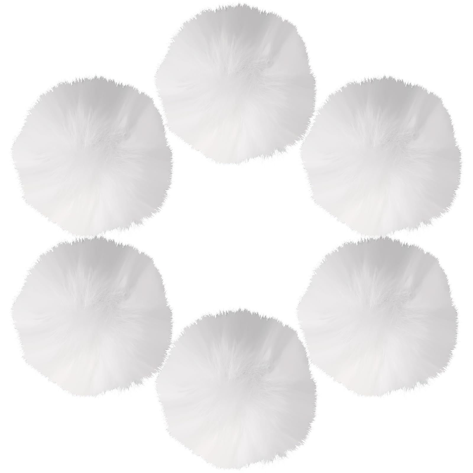 Mozeat Lens 6 Pcs Faux Fur Pom Pom Fluffy Pom Pom Balls, White Pom Poms Round Fl