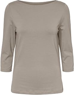 VERO MODA VMPANDA Women's Basic Boat Neck 3/4 Sleeve Stretch Top Slim Fit Long Sleeve Regular Fit
