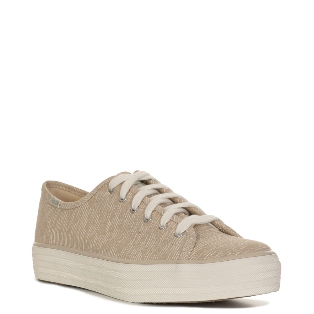 Keds レディース トリプル キック キャンバス スニーカー, タン/シルバー, 24