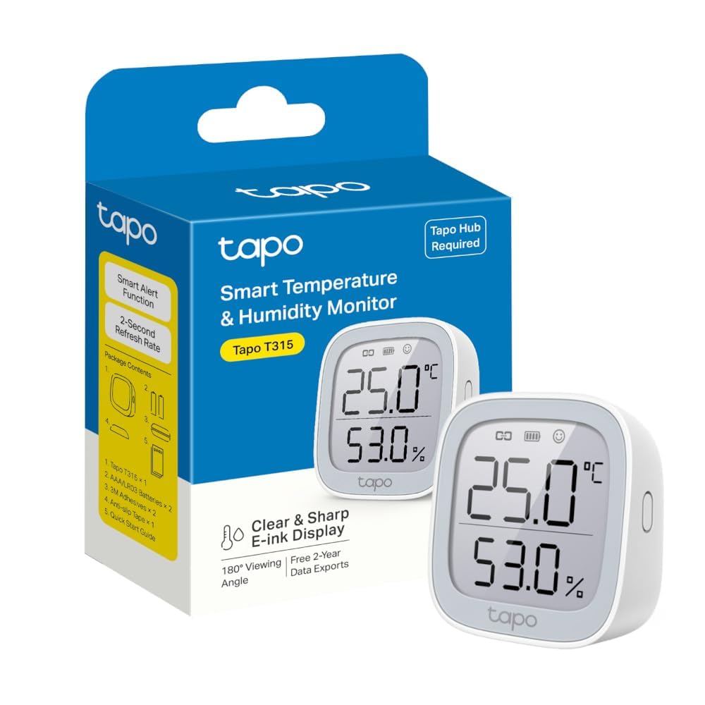Tapo T315 Smart Room Thermometer & Hygrometer, Indoor Temperature Monitor & Humi