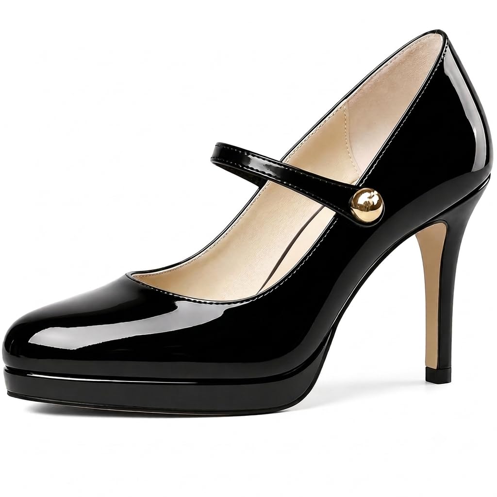 Mettesally Zapatos de tacón alto con plataforma para mujer, sin cordones, a la m