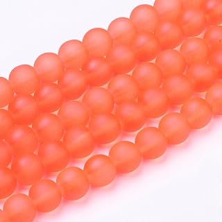 99pcs 8mm Frosted Glass Round Beads for Jewelry Making, Matte Glass Spacer Beads for DIY Bracelet Necklace Earrings Crafts (Blue) Purple