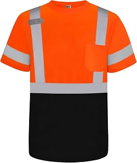 TCCFCCT High Vis Shirts Class 2 Hi Vis Shirts for Men Safety, DP-Orange L