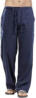 VANVENE Mens Linen Pants Casual Loose Lightweight Elastic Waist Summer Yoga Beach Pants