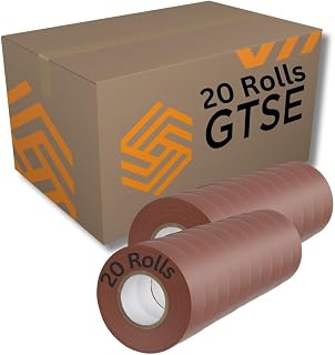 GTSE Brown Electrical Tape, 19mm x 20m, 20 Rolls of Strong Self-Adhesive PVC Insulation Tape for Insulating, Repairing and Protecting Electrical Wires