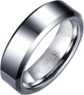 Rockyu Accessories Tungsten Ring, Men's, Women's, Simple, Hypoallergenic, 5 Colors: Silver, Black, Pink Gold, Blue, and Gold, 0.2 inches (6 mm) Wide, Unisex, Mat Finish, Carbide, Durable, Vacuum