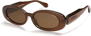SOJOS Ocean Collection Retro Oval Polarized Sunglasses for Women Men Vintage Recycled Plastic Frame Eco-Friendly, Sunlight