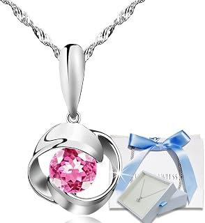 EVER FLAWLESS Women's Necklace, Silver, Swarovski Zirconia, Mother's Day, Girlfriend, Wife, Anniversary Gift, Pink, Rope Chain, 17.7 inches (45 cm), Women, 20s, 30s, Birthday Gift, Hypoallergenic