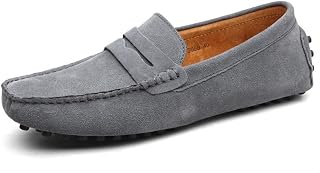 Men's Suede Leather Penny Loafers Comfort Driving Shoes Moccasins Handmade Slip On Driving Business Shoes in Sizes 5-14