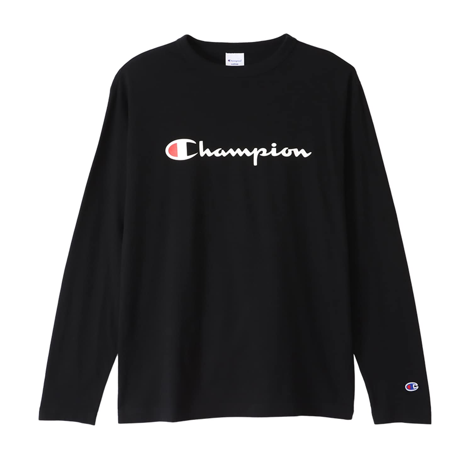 Champion C8-W419Z Men's Long Sleeve T-Shirt, Round Neck, 100% Cotton, Script Log