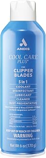 Andis 12551 Cool Care Plus 5-in-1 Clipper Blade Spray, Cooling, Blue | Cools, cleans, lubricates, disinfects &amp; prevents rust in one quick-drying spray, hair clipper maintenance