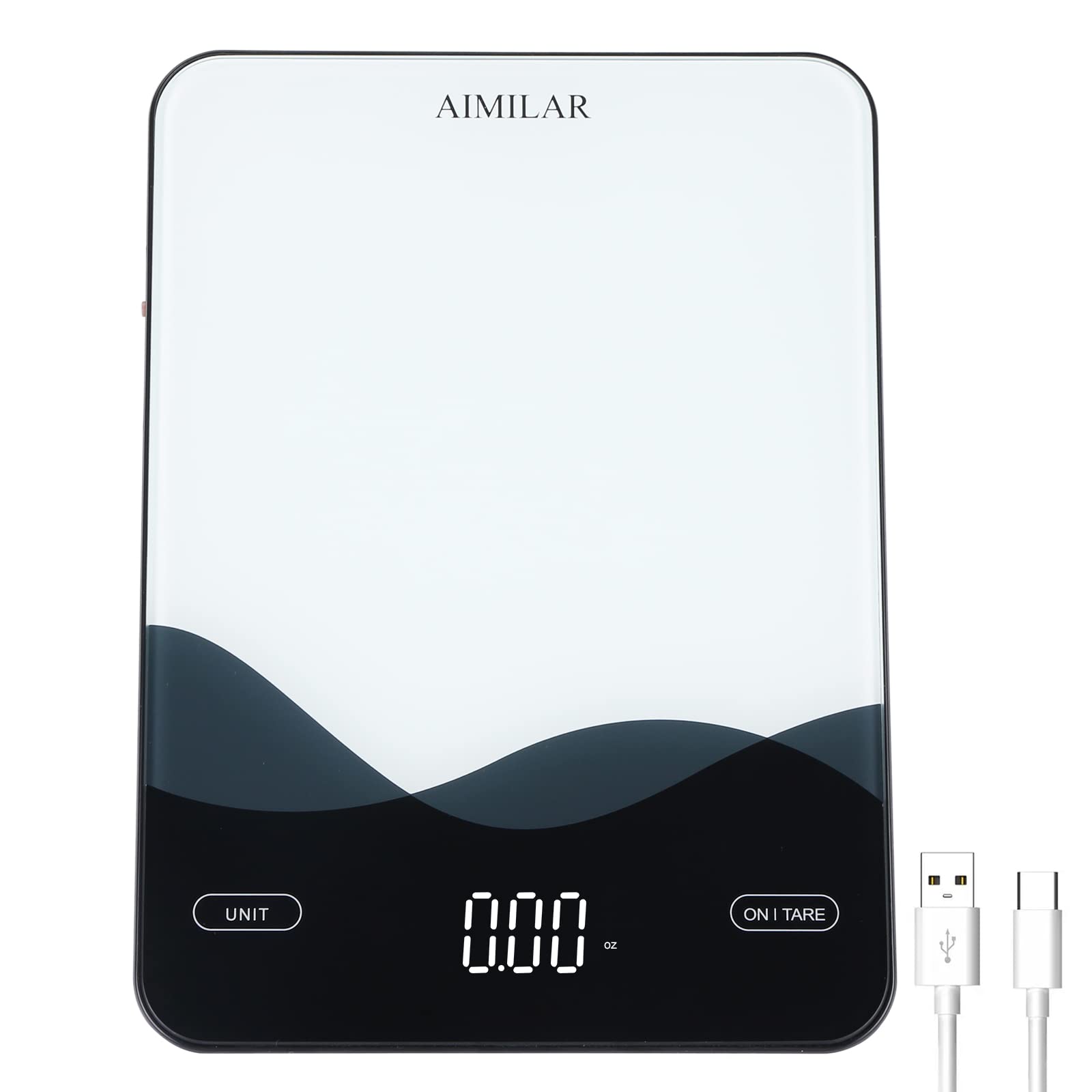Chargeable Digital Kitchen Food Scale - AIMILAR LED Display 22lb Food Weight Sca