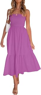 ZESICA Women's 2026 Summer Boho Strapless Maxi Dresses