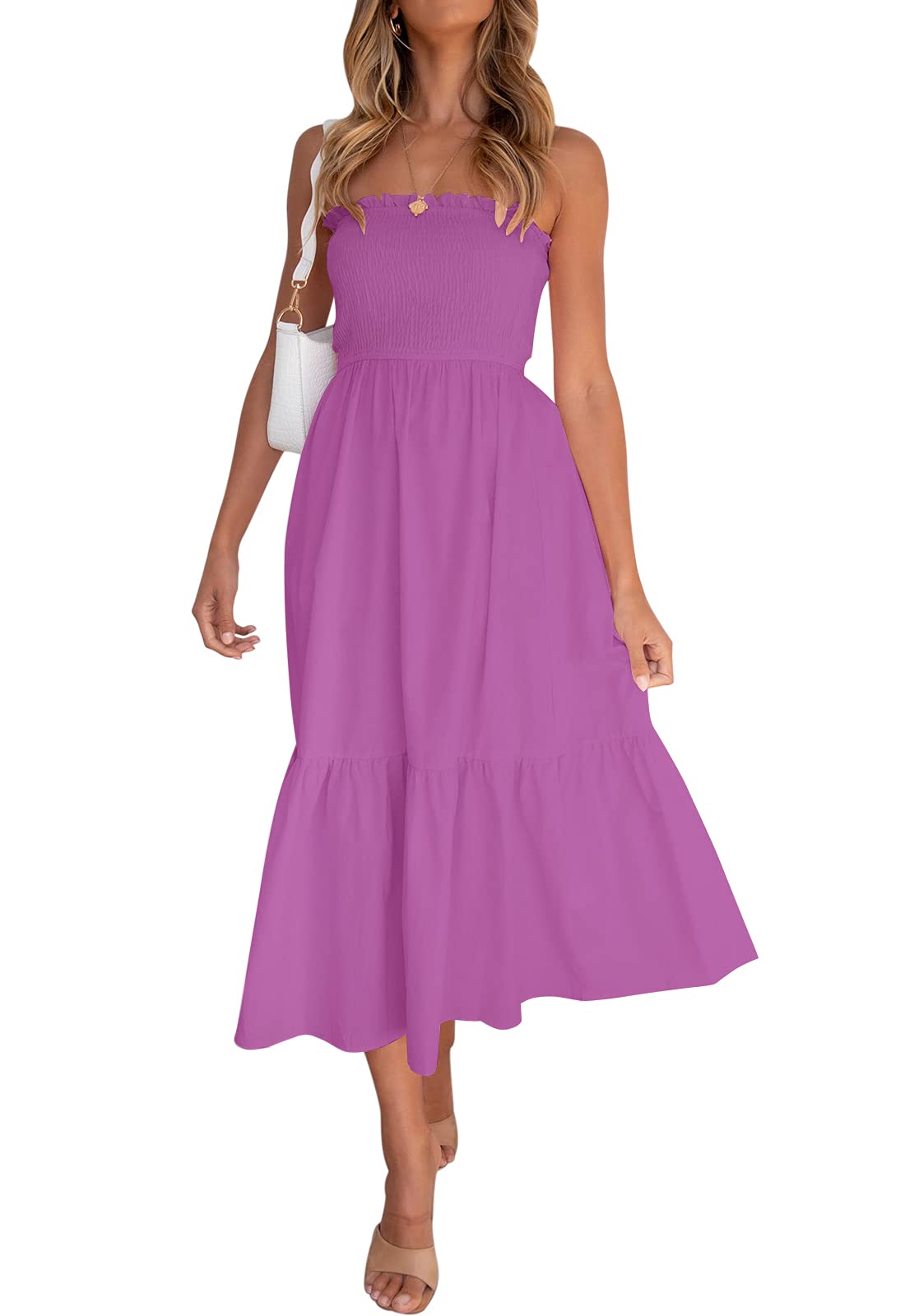 ZESICA Women's 2026 Summer Boho Strapless Maxi Dresses