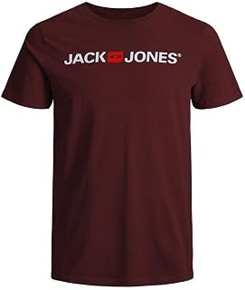 JACK & JONES T-Shirt Logo Round Neck, Red (Port Royale), L