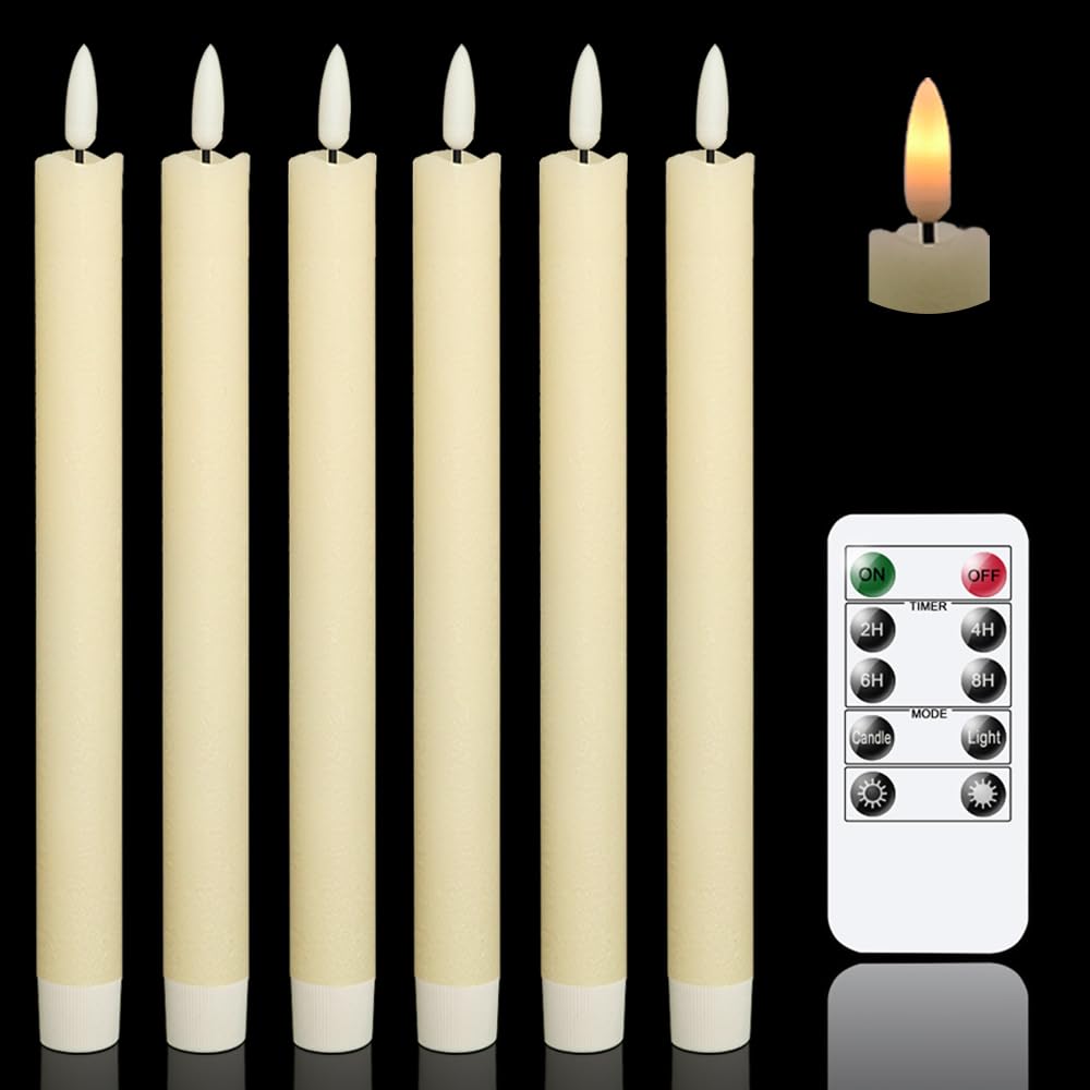 GenSwin Flameless Taper Candles LED Battery Operated Remote Timer Ivory | LED Ca