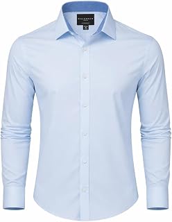 Calabrum Men's Dress Shirts Quick-Dry Wrinkle Free Dress Shirt Relaxed Fit Business Casual Button Down Shirts