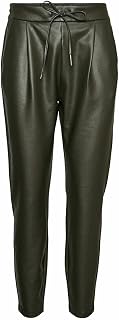 VERO MODA VMEVA MW Loose String Coated PNT GA Noos, Women's Fabric Trousers, Peat,, green