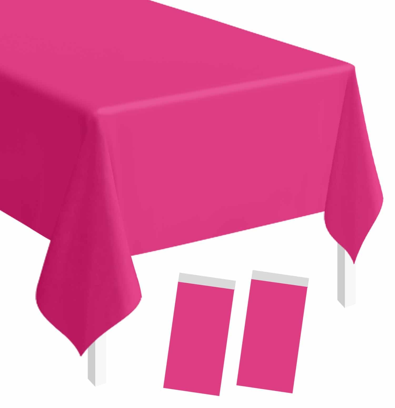 SietDESEO 2 Pack Hot Pink Plastic Tablecloth Rectangle 54 x 108 Premium Disposab