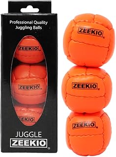 Zeekio - Galaxy Juggling Ball - Professional Grade - Suitable for All Levels & Ages - Premium 12 Panel Genuine Leather Ball Durable - 130 Grams 67mm - Set of 3 - Orange