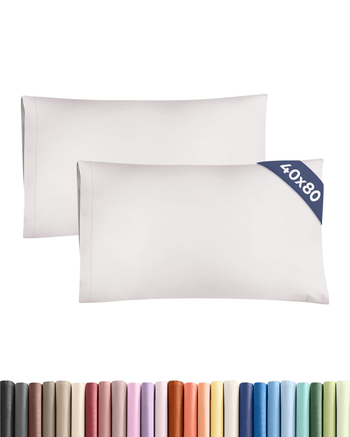 Cushion covers, 40 x 80 cm, light grey, pack of 2, soft microfibre pillowcases, 