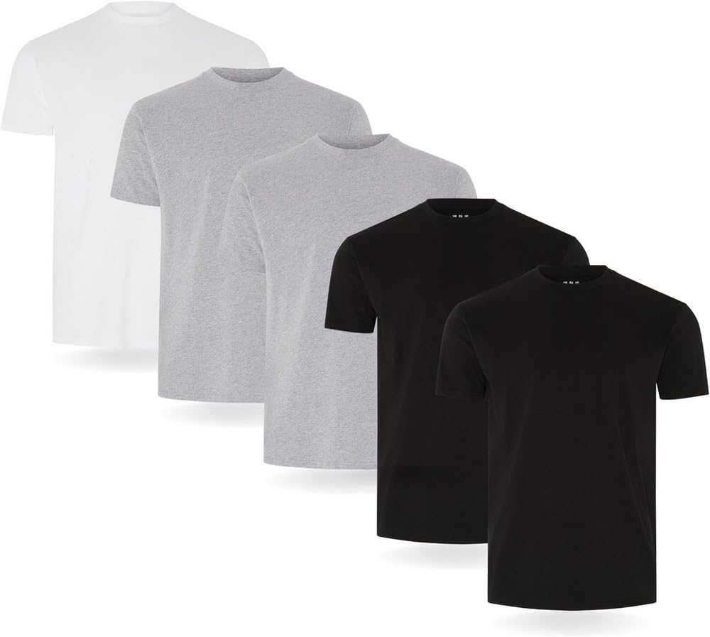 FM London Pack of 3/5 Men's T-Shirts with High Percent Cotton