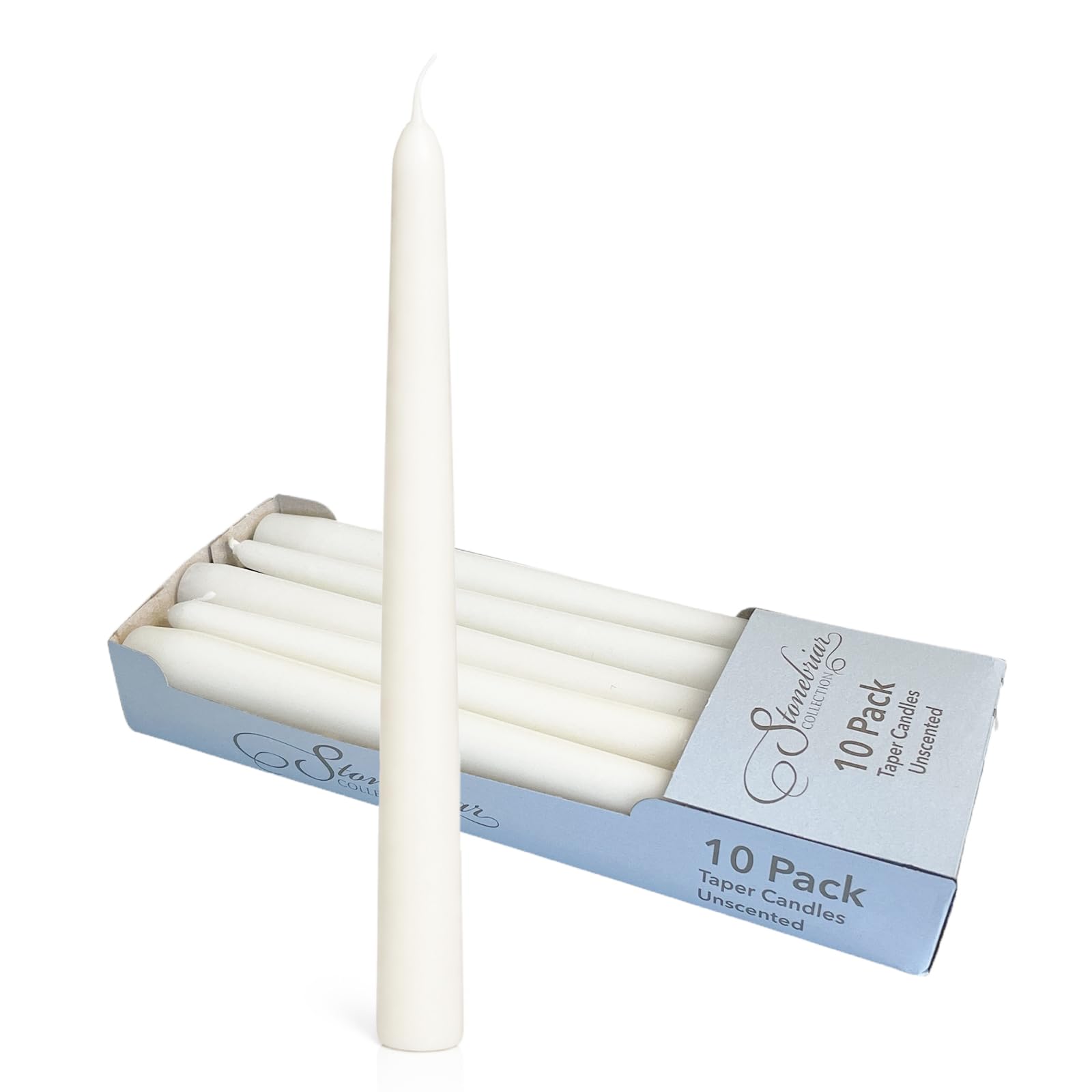 Stonebriar Unscented Taper Candles — 7 Hour Burn Time, Candle Stick Candles for 