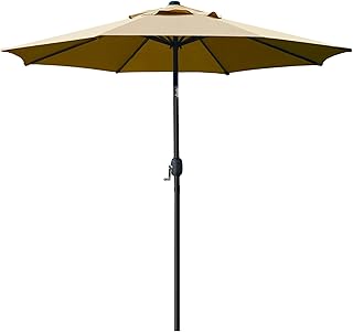 Sunnyglade 9' Patio Umbrella Outdoor Table Umbrella Tilt Crank | 9 FT Patio Umbrella with Waterproof Polyester Canopy, Aluminum Pole, Push-Button Tilt & Crank for Outdoor Patio Tables, Pool