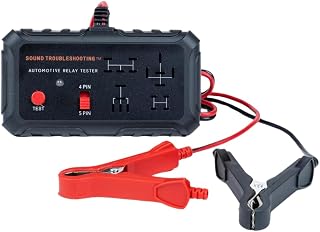 Sound Troubleshooting Automotive Relay Tester 4 &amp; 5 Pin 12V | Auto Diagnostic Tool, Small Handheld DIY Car Tester, Battery Clips, Relay Testing Kit, Patented
