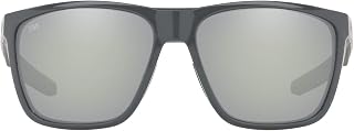 Costa Del Mar Mens 6s9012 FERG XL Sunglasses Shiny Grey/Grey Silver Mirrored 580g 62mm Shiny Grey/Grey Silver Mirror Polarized 580g 62mm, Shiny Grey/Grey, Silver, Mirrored, Polarised, 580G