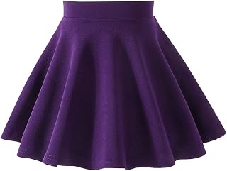 Girls Solid Skater Skirt High Waist Flared A-Line Mini Casual Skirt