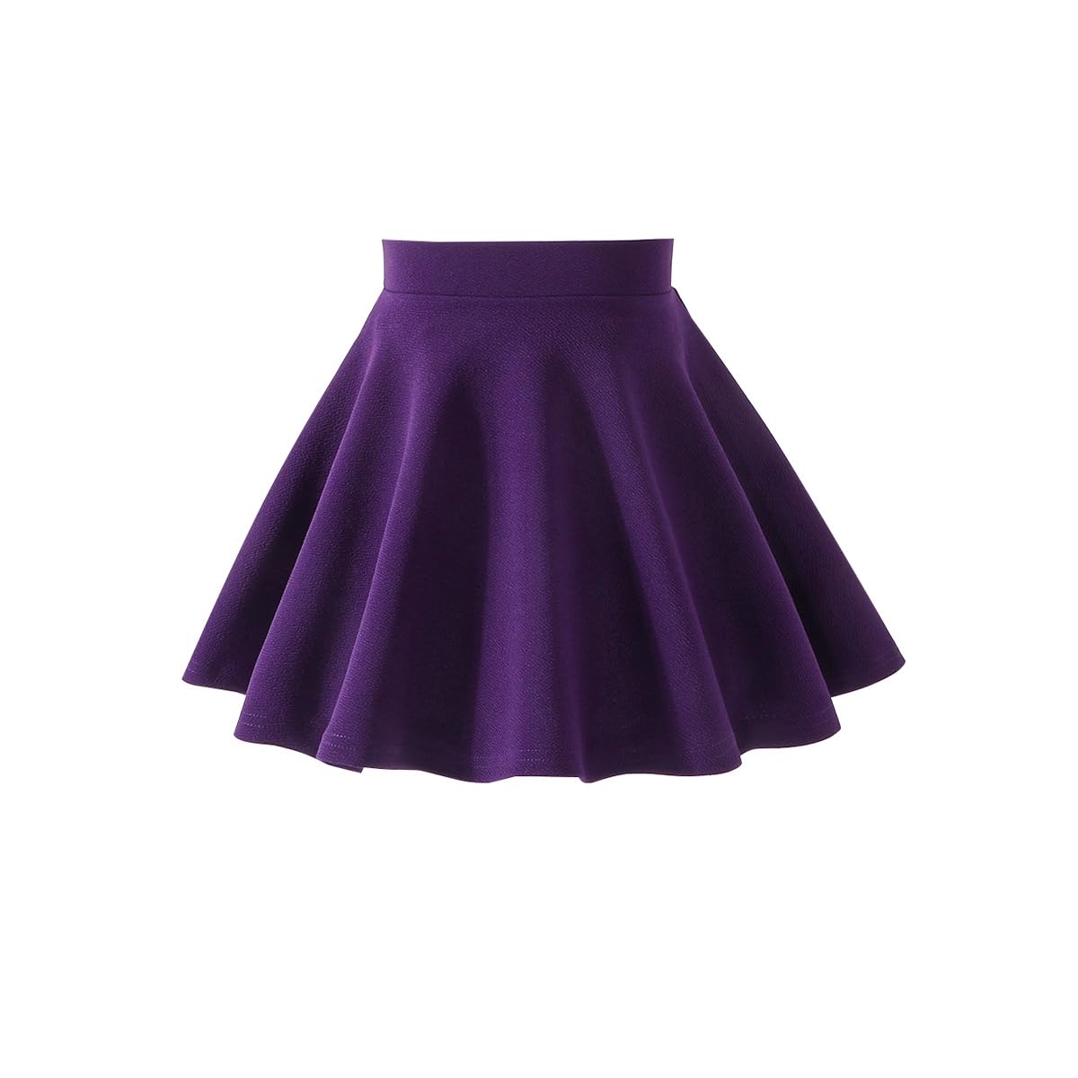 Girls Solid Skater Skirt High Waist Flared A-Line Mini Casual Skirt