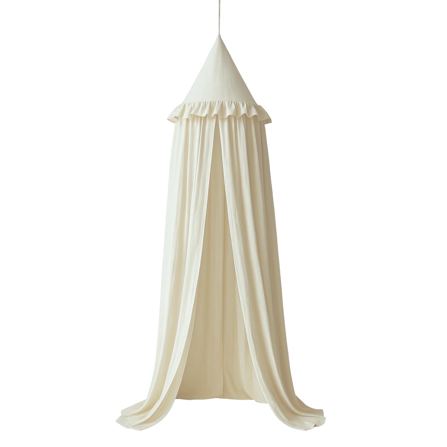 Wonder Space Kids Bed Canopy with Ruffles, Pastel Neutral Color for Boys & Girls