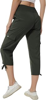 Huayuzh Women's 3/4 Length Cargo Pants Summer Lightweight Breathable Athletic Travel Casual Outdoor Trousers