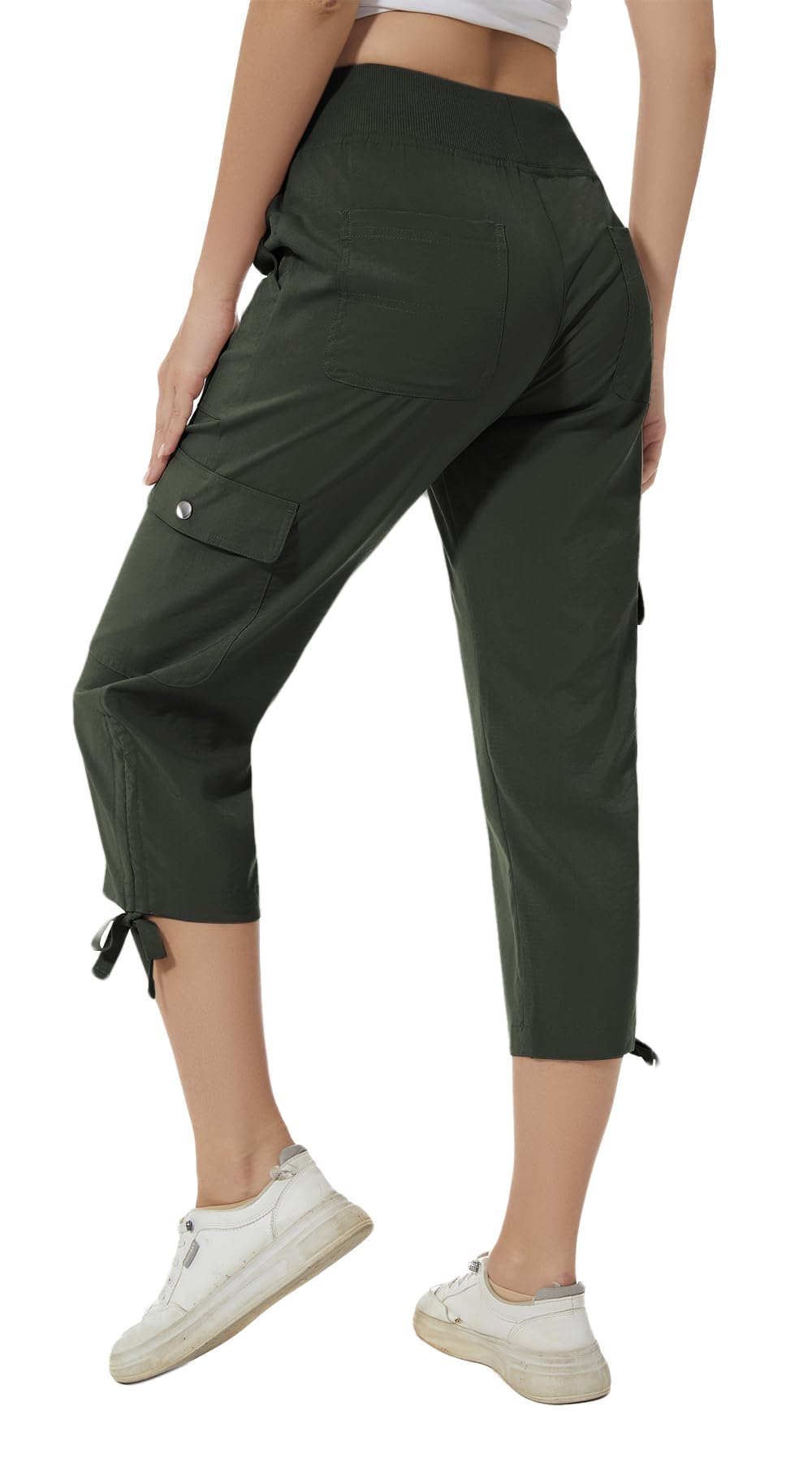 Huayuzh Women's 3/4 Length Cargo Pants Summer Lightweight Breathable Athletic Tr