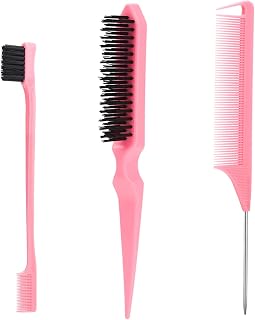 SWEET VIEW 3Pcs Slick Back Hair Brush | Rat Tail Comb, Edge | Bristle Brush, Sleek Ponytail/Bun Smoothing Baby Hair & Flyaways