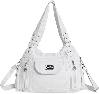 Angel Kiss Women Handbags Shoulder Bags Washed Leather Satchel Tote Bag Mutipocket Hobo Purse