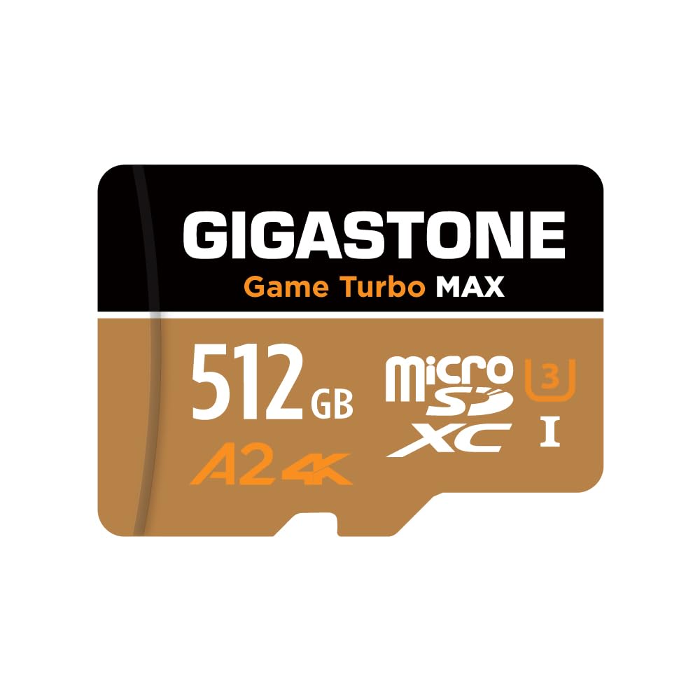 Gigastone Micro SD Card 512 GB Game Turbo MAX microSDXC UHS-I A2 V30 U3 C10 180 