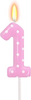 Pink Polka Dot Birthday Number 1 Candle 1st Birthday Decoration Girl
