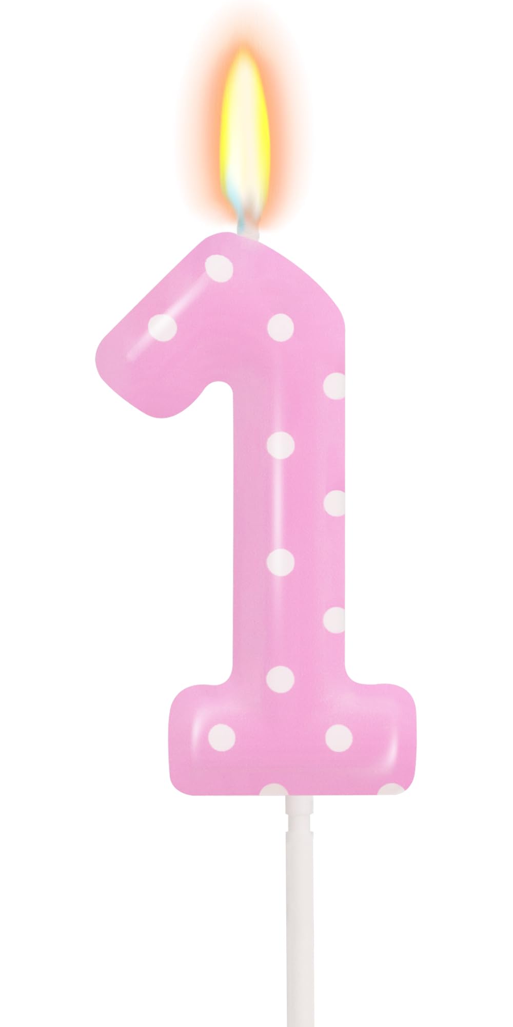 Pink Polka Dot Birthday Number 1 Candle 1st Birthday Decoration Girl
