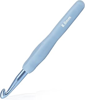 8mm Crochet Hook, Ergonomic Aluminum Crochet Needles for Arthritic Hands | Comfort Crochet Hooks for Beginners, Smooth Knitting Needles with Soft Handle,1 Pack