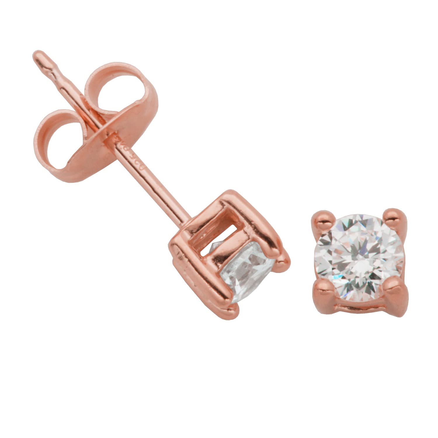 Amazon Essentials Plated Sterling Silver Cubic Zirconia Stud Earrings (Round & P