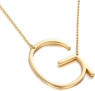 MOMOL Sideways Initial Necklace for Women Gold Plated Large Letter Necklace